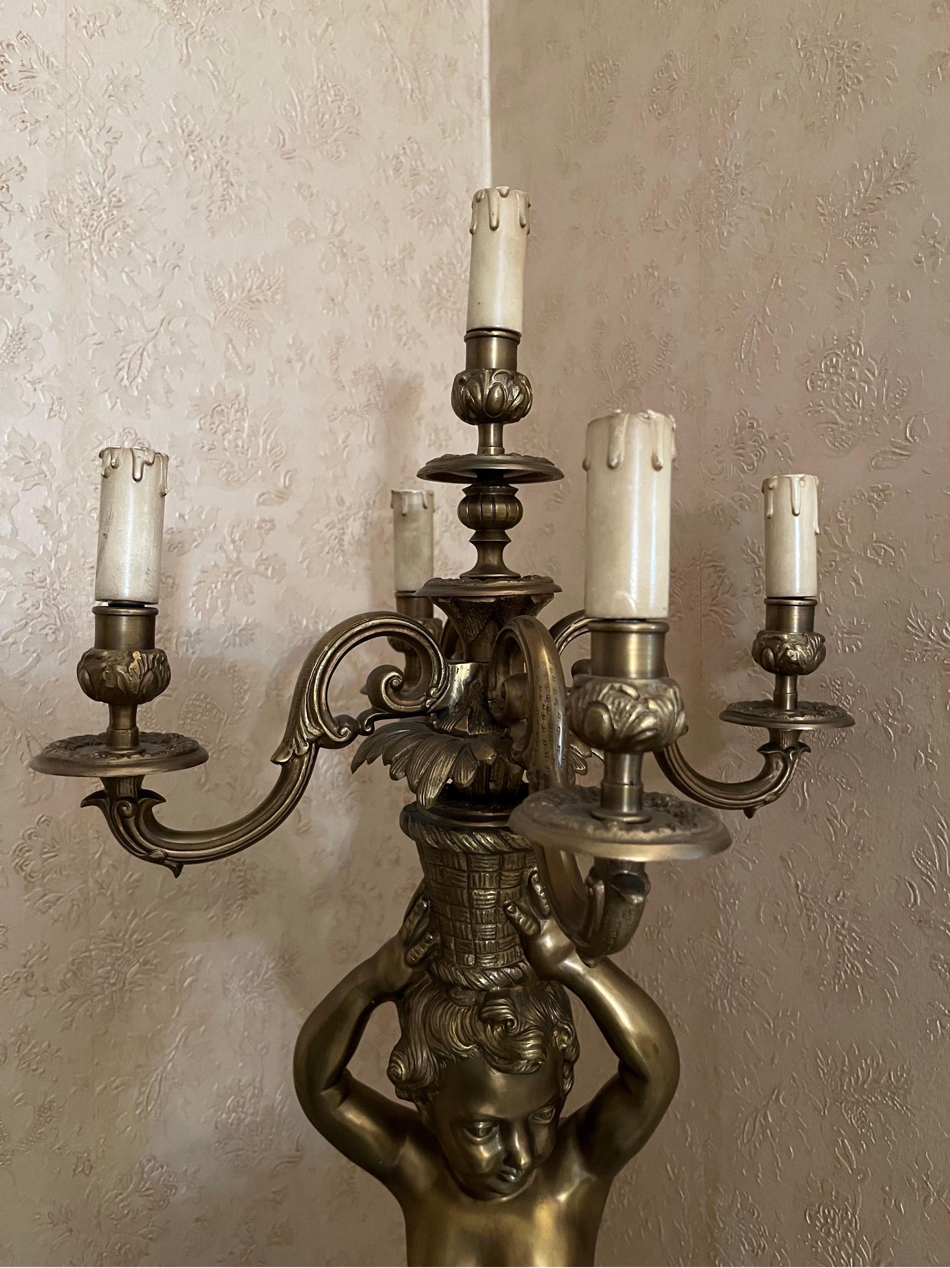 Early 20th Century Lampada da tavolo Putto Stile Impero ‘900 For Sale
