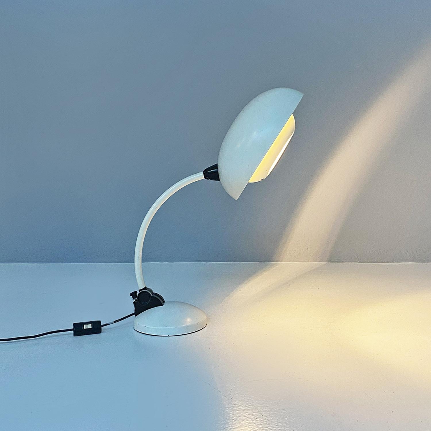 Adjustable table lamp, white metal, modern Italian, 1970s For Sale 10