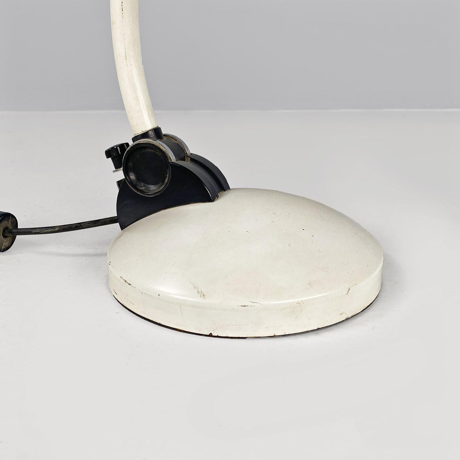 Adjustable table lamp, white metal, modern Italian, 1970s For Sale 3