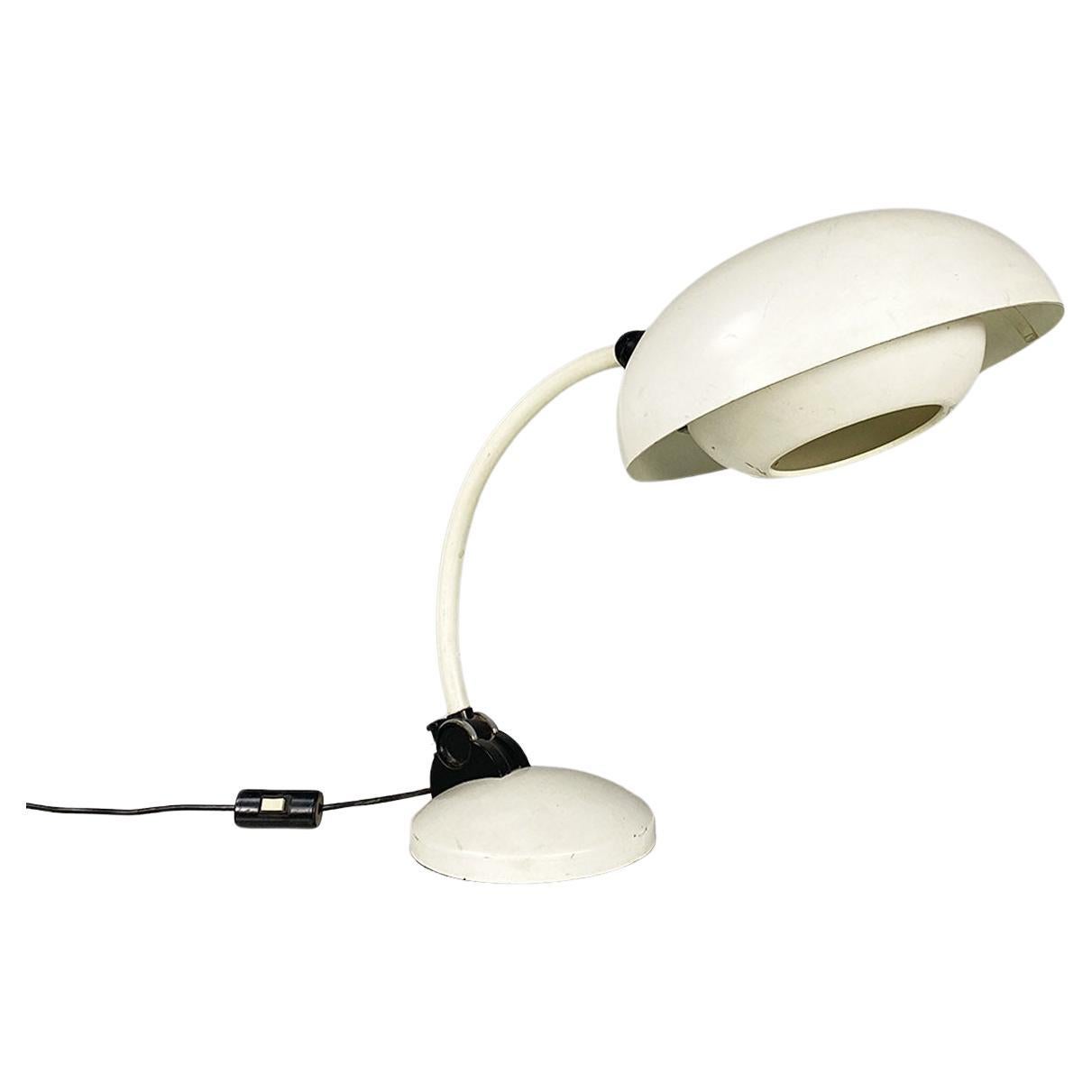 Adjustable table lamp, white metal, modern Italian, 1970s For Sale