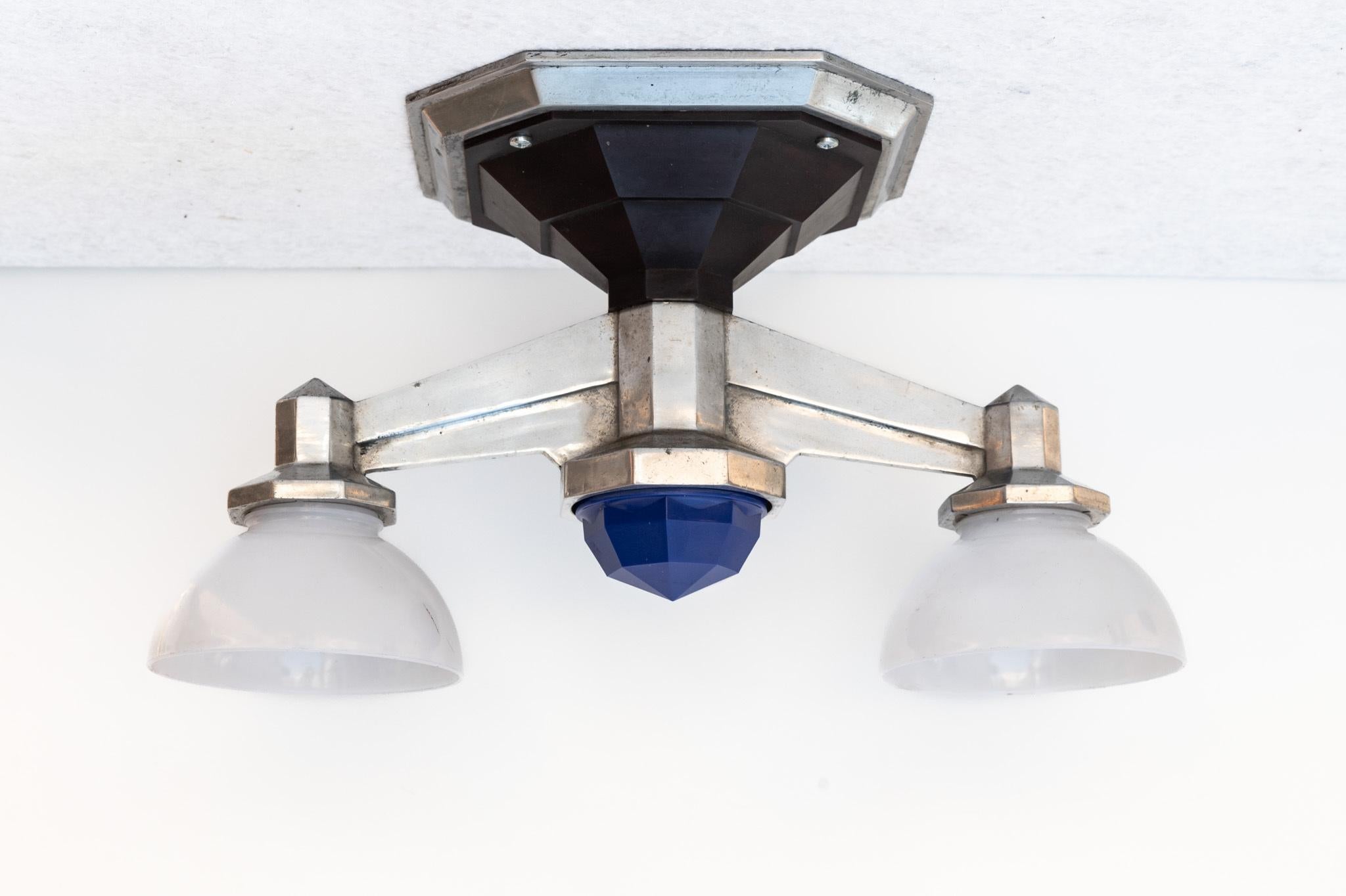 Ex-Railway table/ceiling lamp, 1940s In Good Condition For Sale In Bastia Umbra, IT