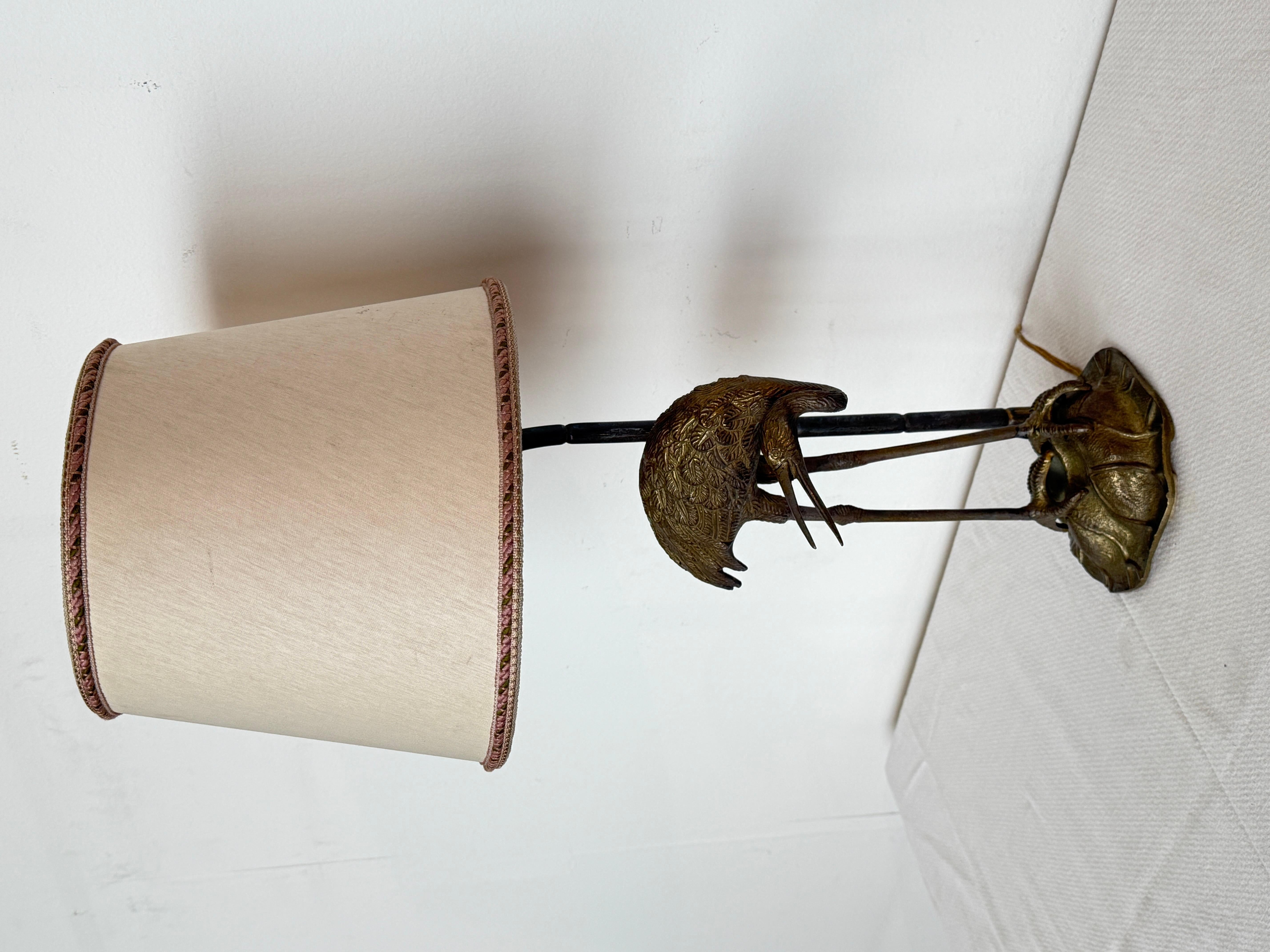 Lampada da tavolo stile Art Deco con base a forma di Airone, XX secolo Italian en venta