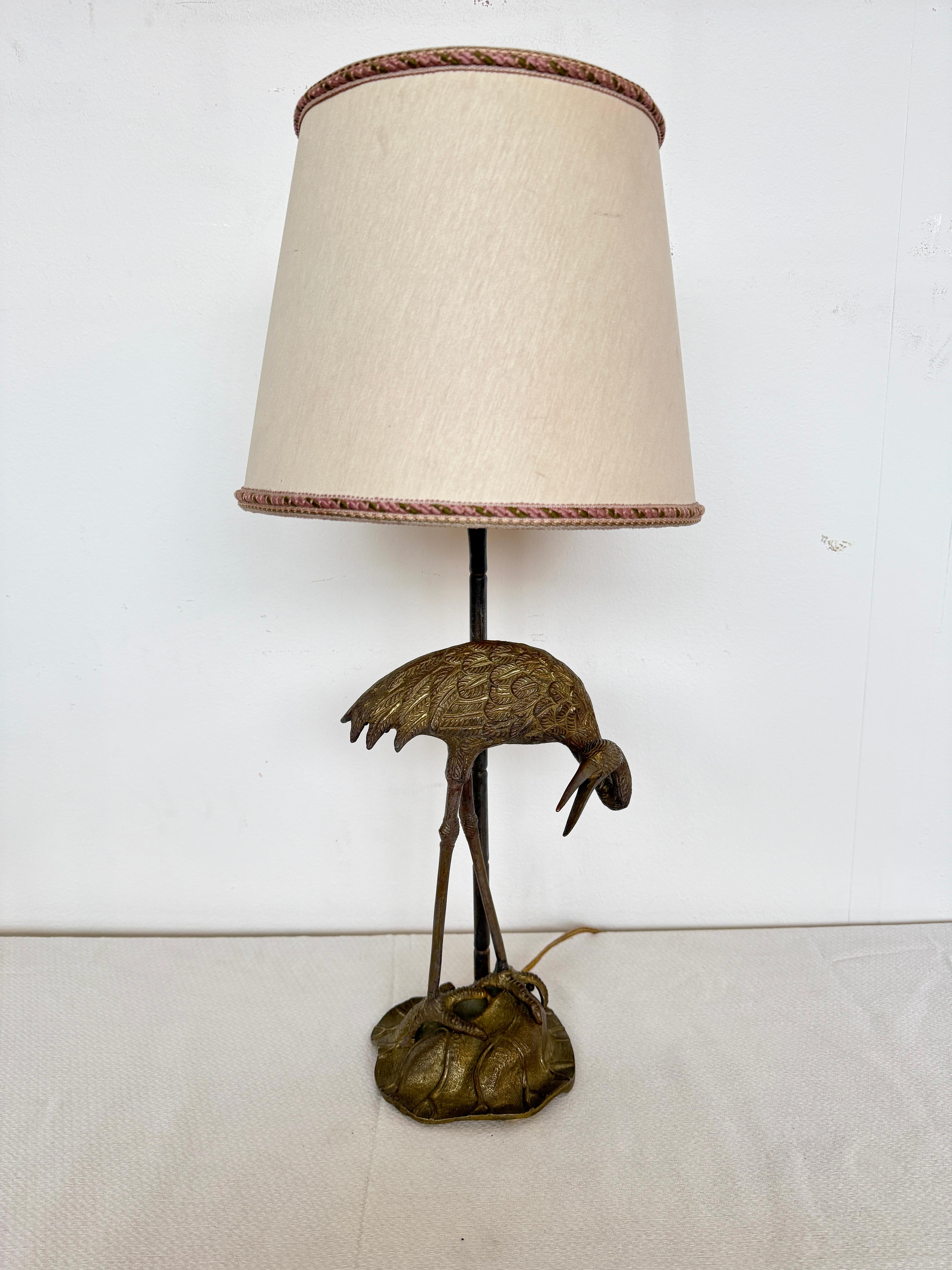 Lampada da tavolo stile Art Deco con base a forma di Airone, XX secolo Bronce en venta