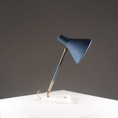 Stilux 1960 table lamp with white marble base, mid-century, white and blue