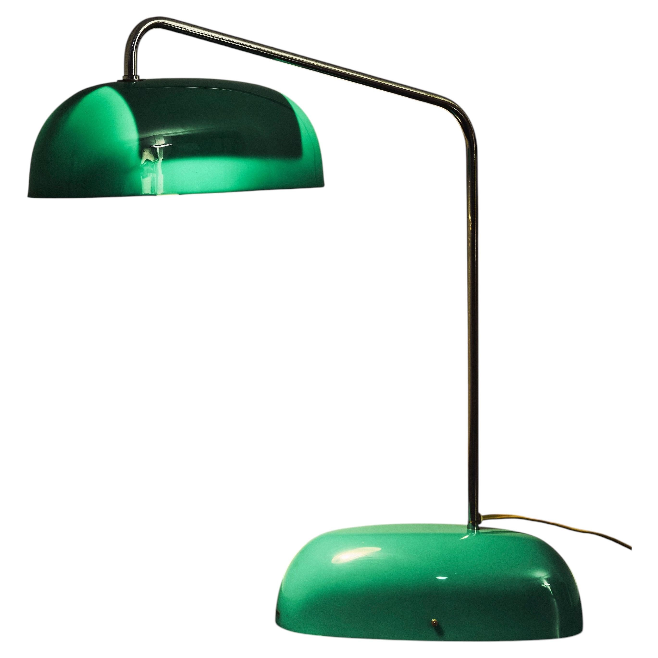 Stilux table lamp in brass and green perspex For Sale