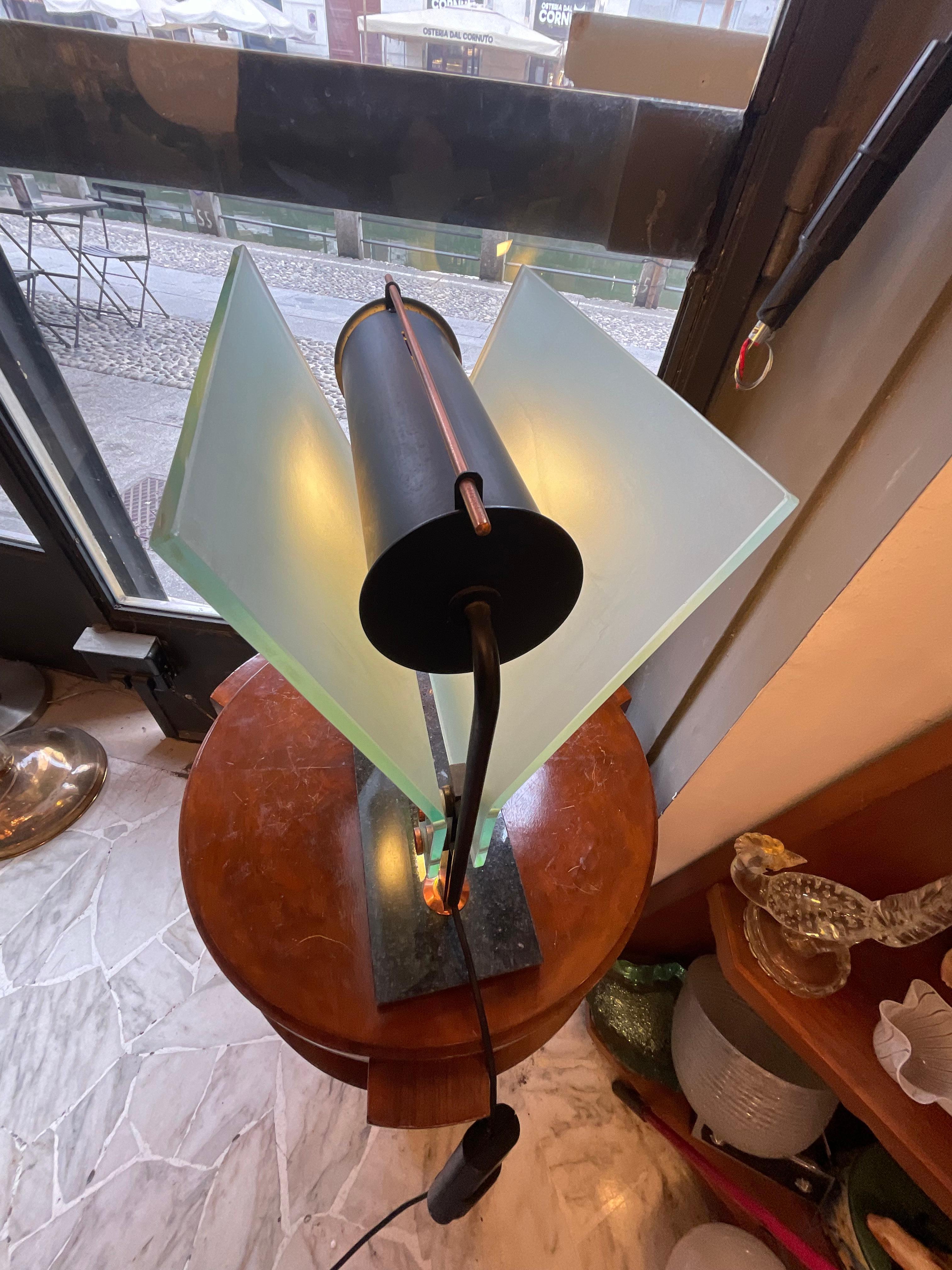 Other Table lamp - glass, marble and metal - Made in ITALY 1980s For Sale