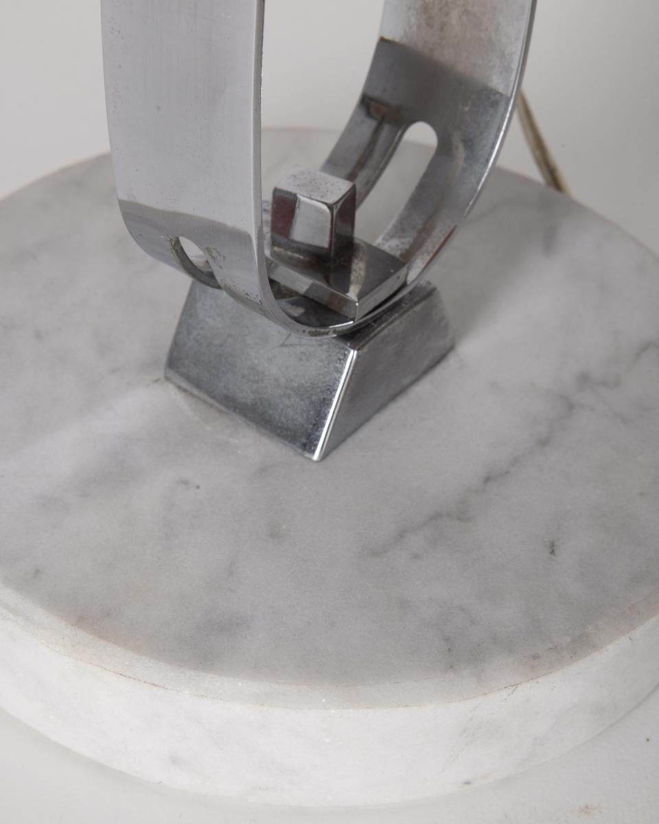 Vintage 1960s table lamp in marble and orange metal Italian design For Sale 3