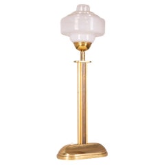 lampe de table vintage des années 1960 laiton doré et verre design italien