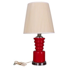 Lampada da tavolo vintage anni 70 in ceramica rossa design Italiano