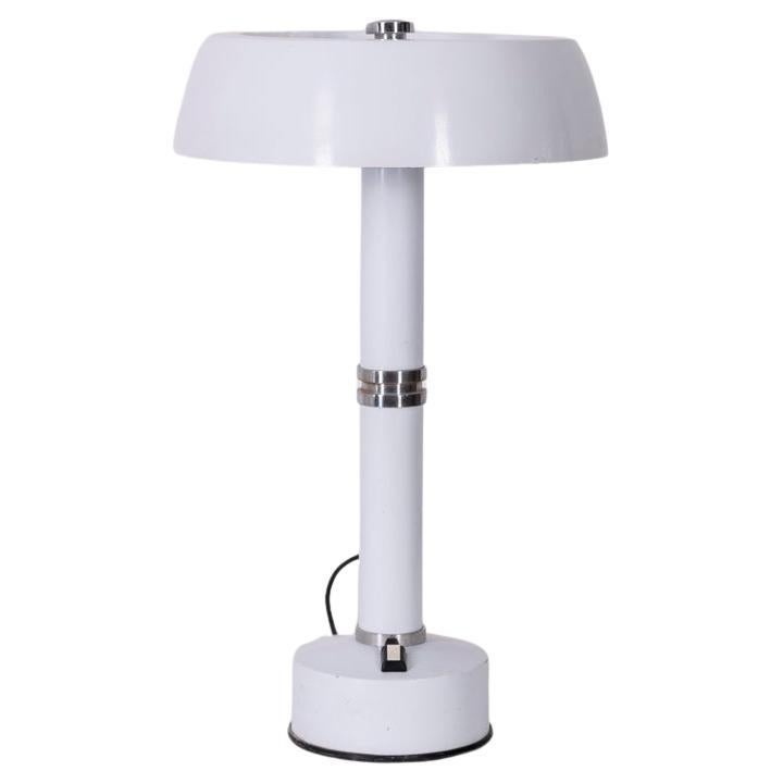 Lampe de table vintage des années 70 en métal blanc design italien en vente