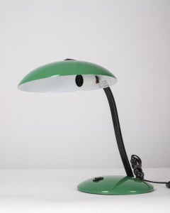 Lámpara de mesa vintage de metal verde de los años 80 diseñada por Veneta Lumi