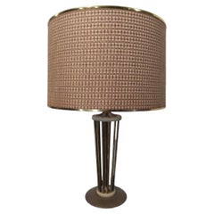 Lampada da Tavolo Vintage con Paralume a Tamburo Intrecciato, Italia anni '80.
