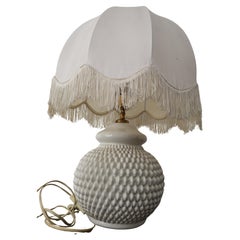 Lampe de table vintage Hobnail en céramique blanche 1970