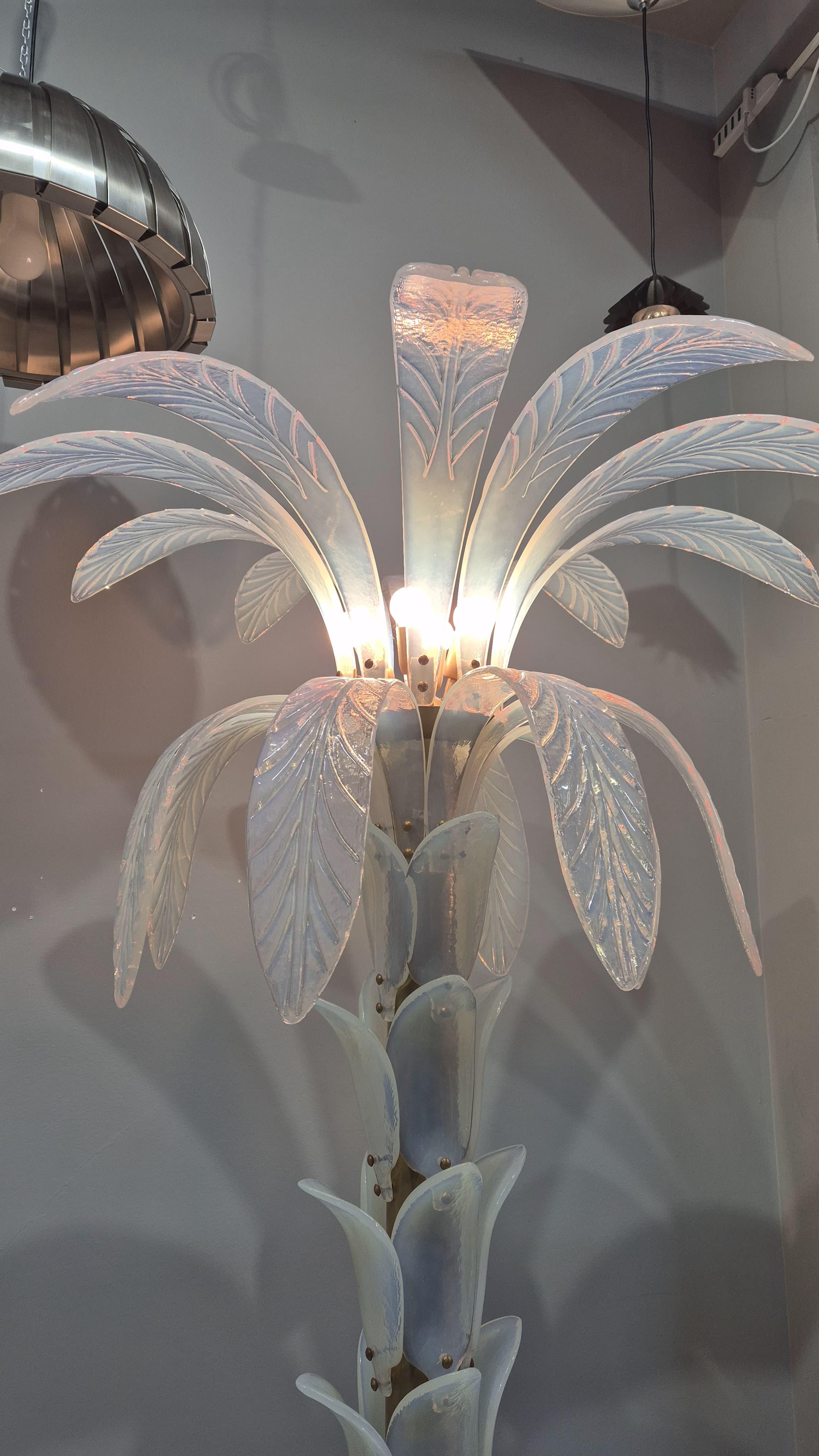 Iridescent Murano Glass Palm Tree Floor Lamp For Sale 5