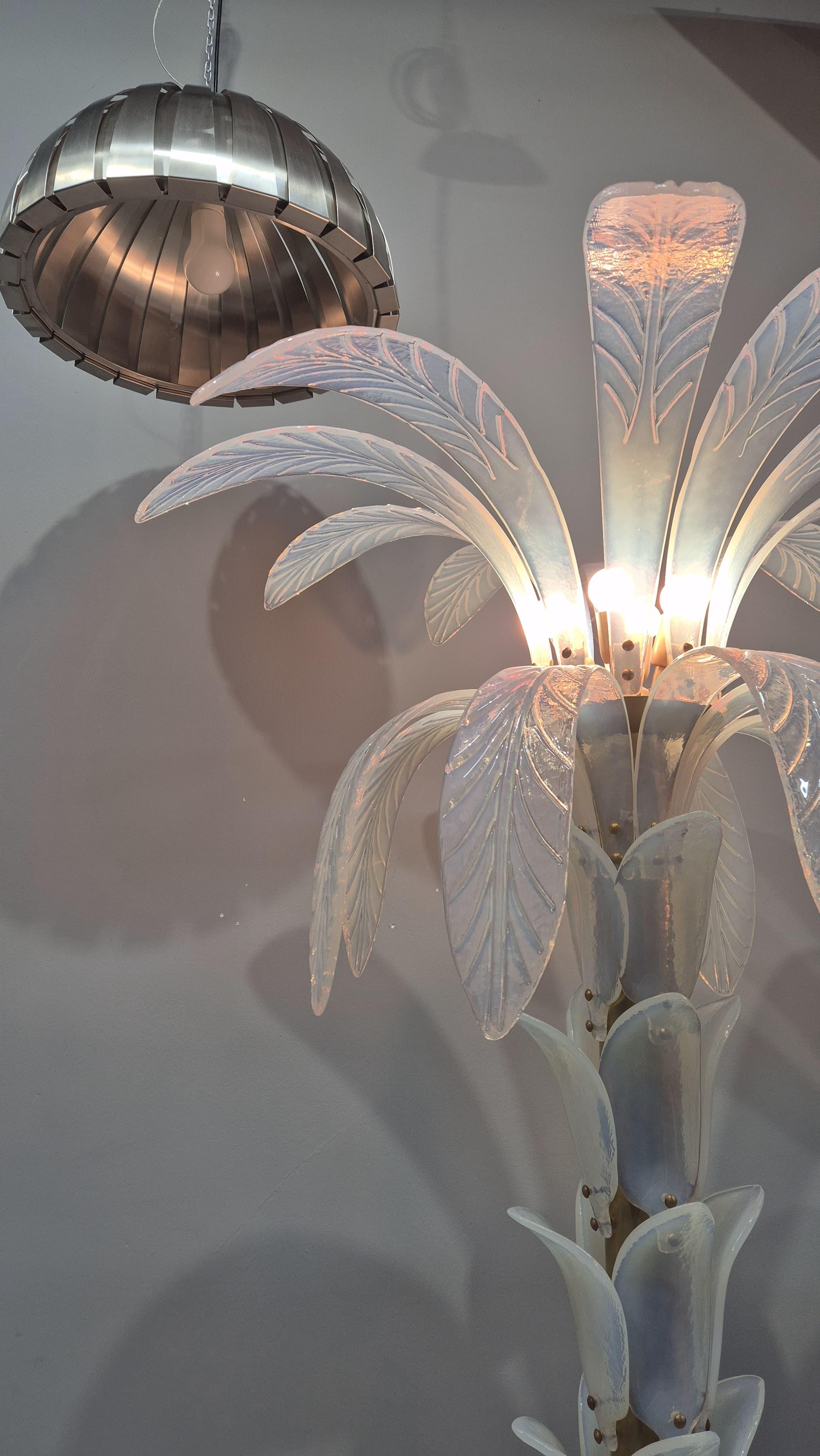 Iridescent Murano Glass Palm Tree Floor Lamp For Sale 6
