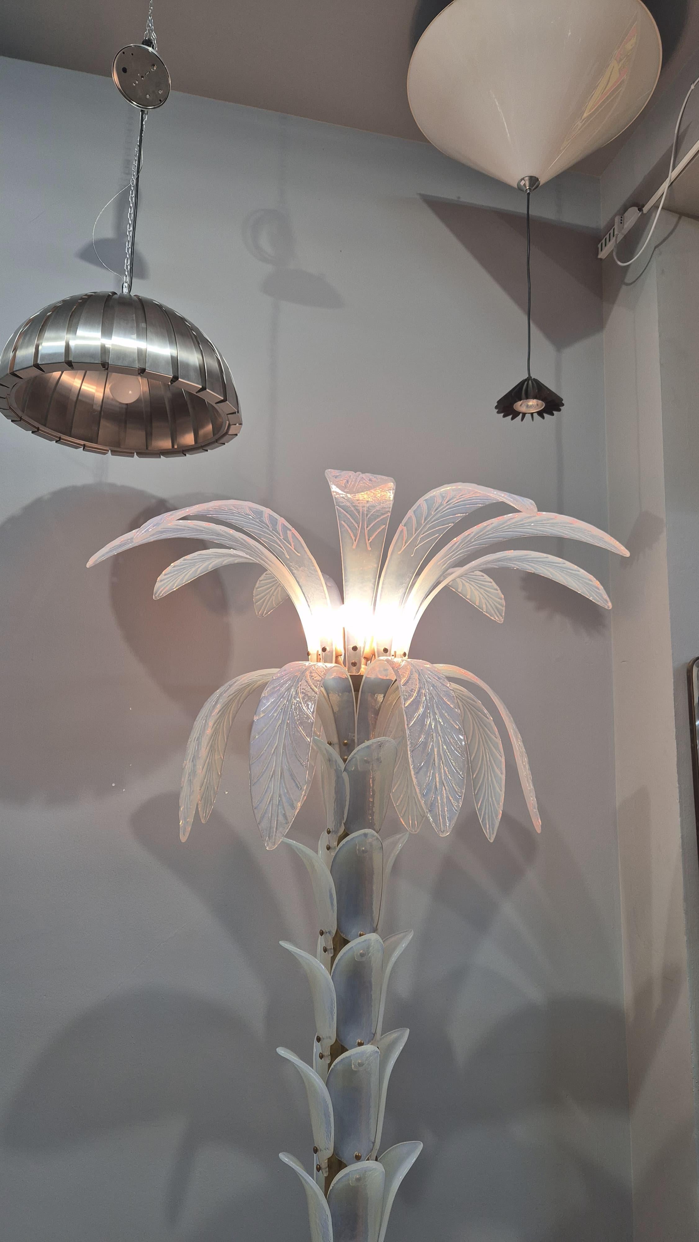 Iridescent Murano Glass Palm Tree Floor Lamp For Sale 7