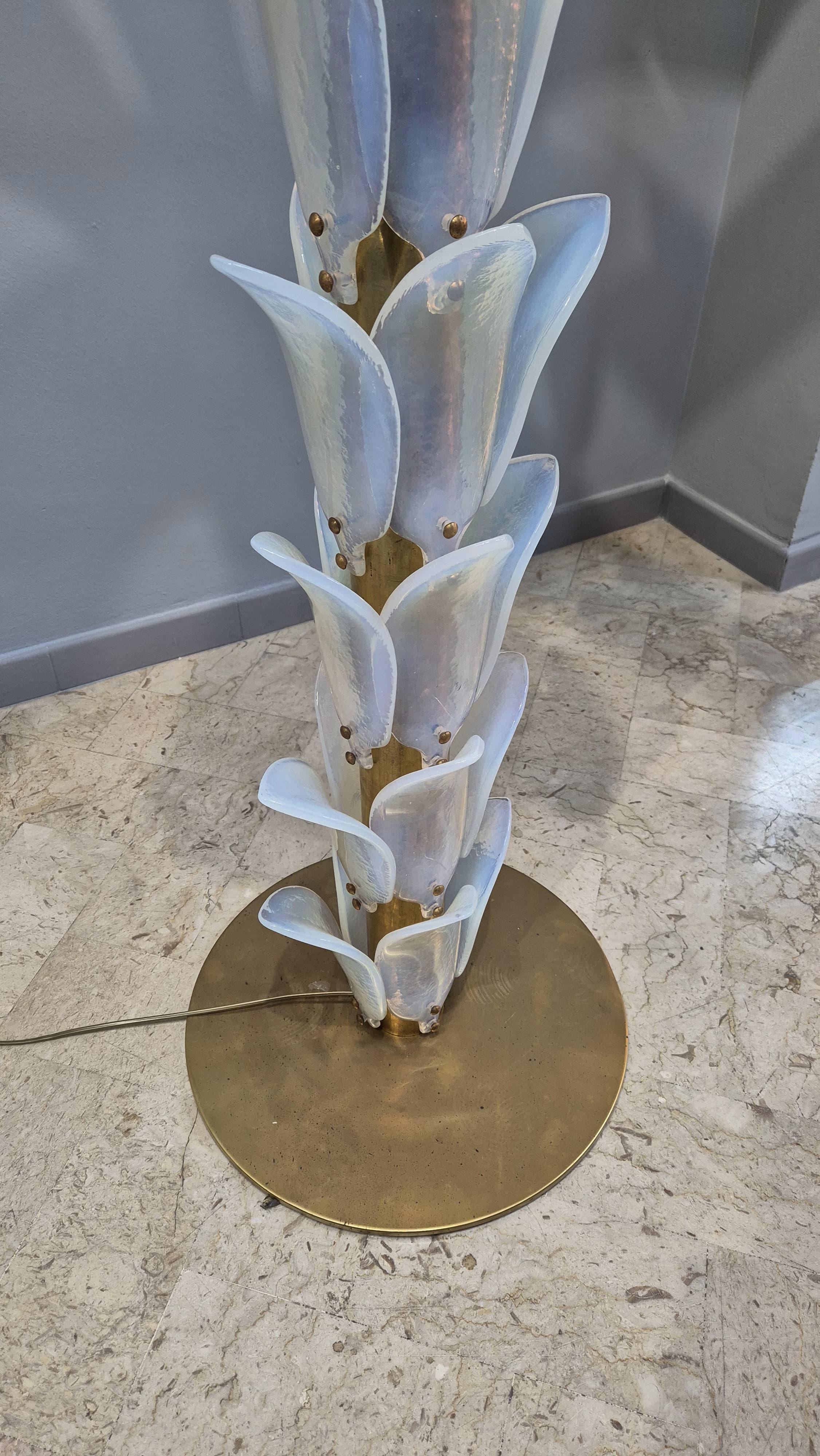 Iridescent Murano Glass Palm Tree Floor Lamp For Sale 1