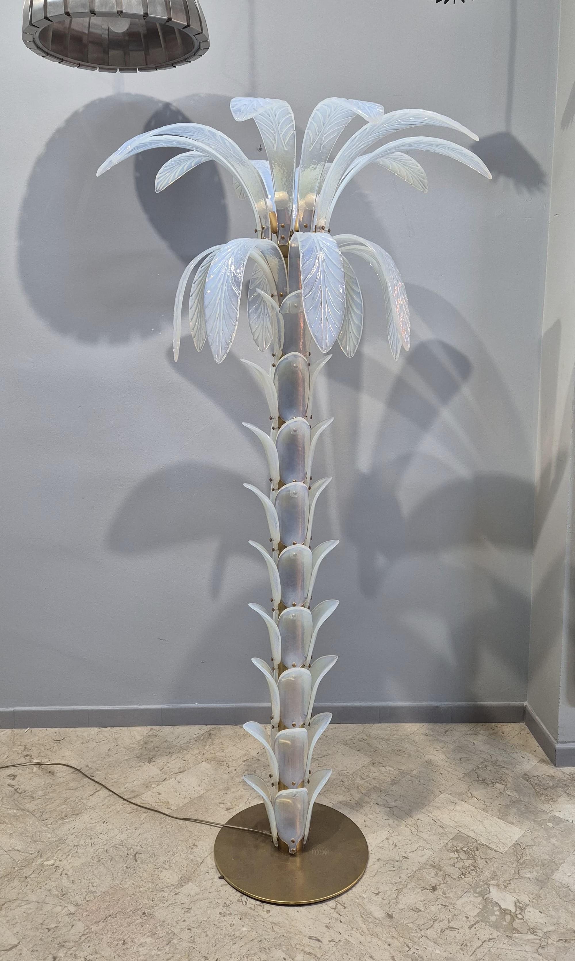 Iridescent Murano Glass Palm Tree Floor Lamp For Sale 4
