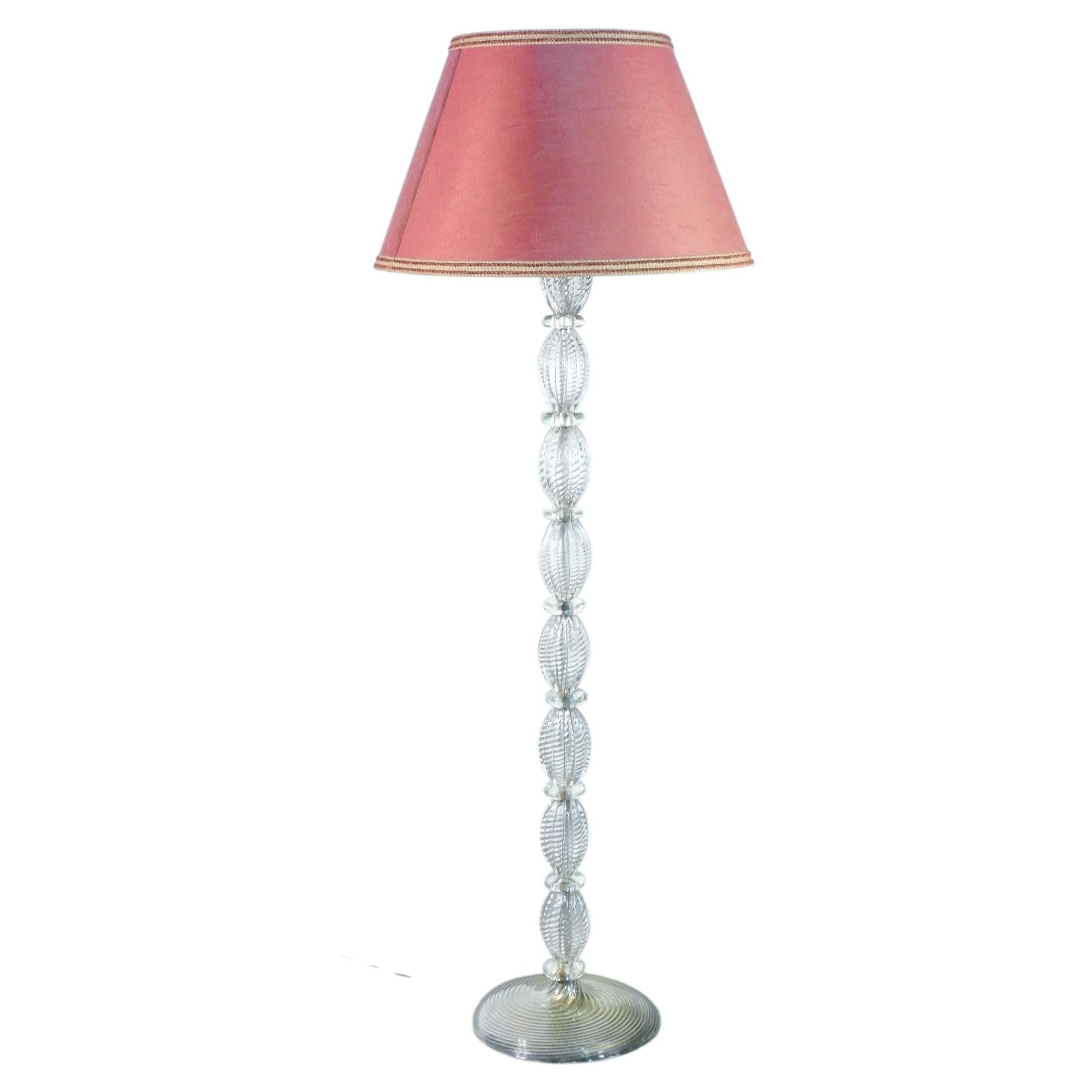 BAROVIER & TOSO three-lumen blown glass floor lamp. Murano, 40s