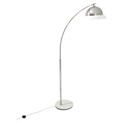 Chrome-plated brass and Plexiglas arched floor lamp, Italy, 1970s, Mid-Century