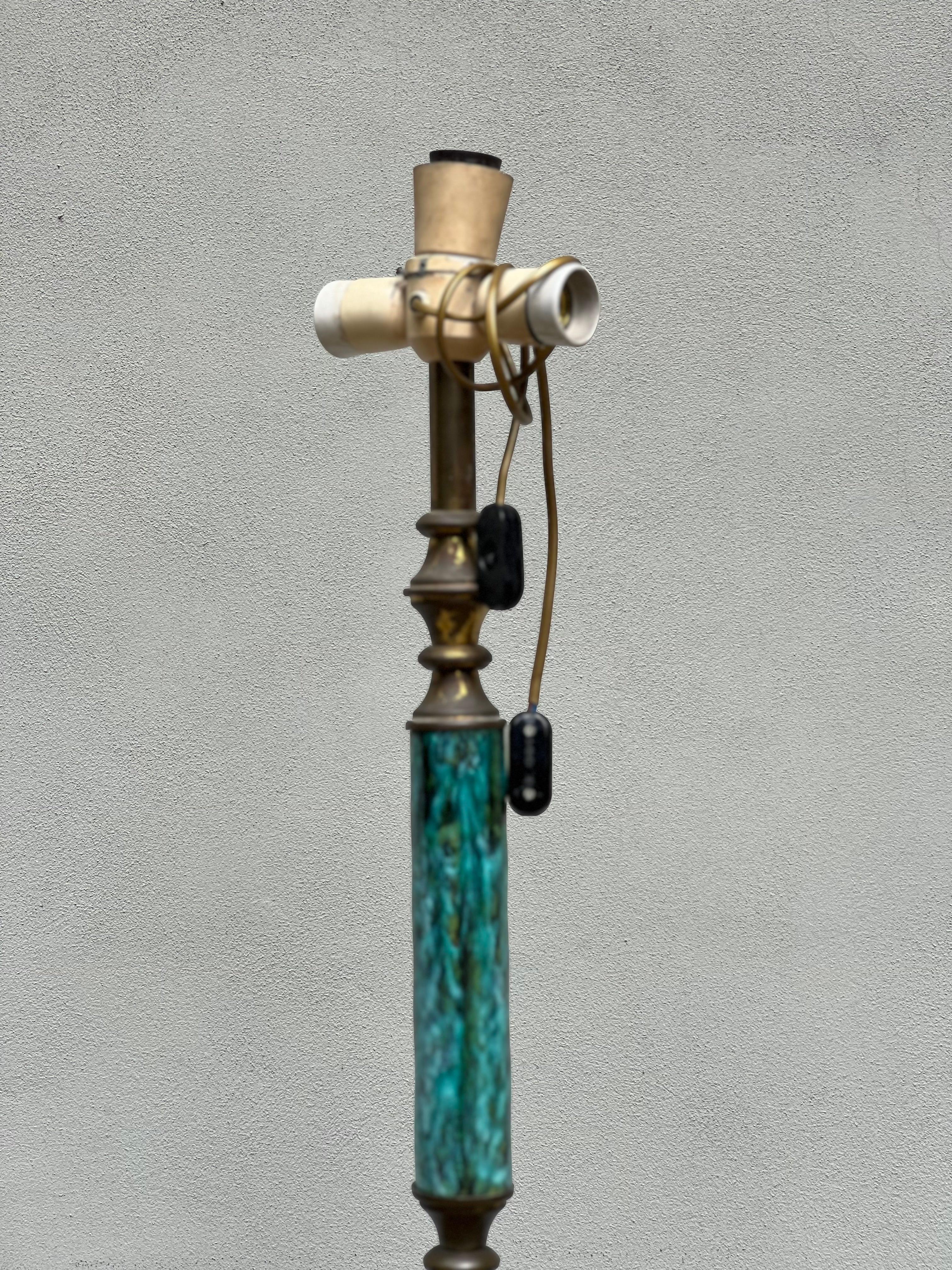 Brass Lampada Da Terra Anni 50, Midcentury, Ceramic, Anni 50, Piantana