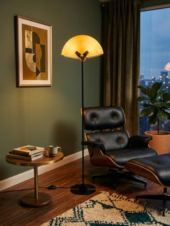 70s Floor Lamp in Iron and Murano Glass Industrial Design