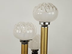1970s floor lamp made of Murano glass, wood and metal with 3 light points