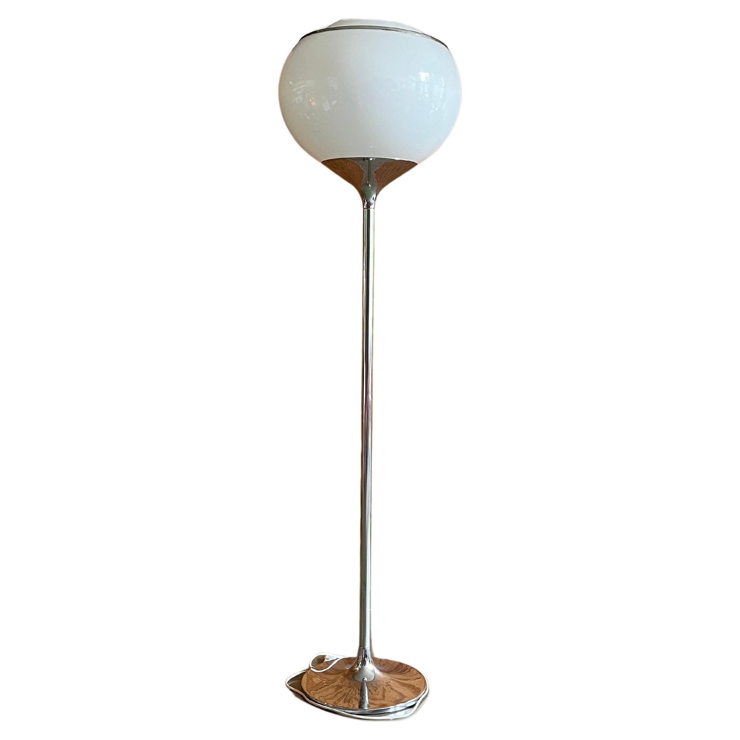 Guzzini "BUD" floor lamp with white methacrylate canopy, 1970s