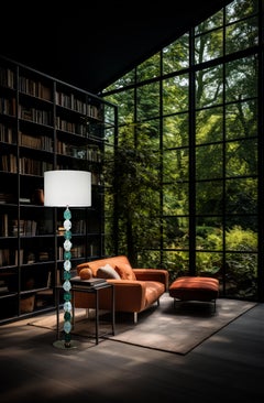 Charme floor lamp with transparent Murano glass and aquamarine