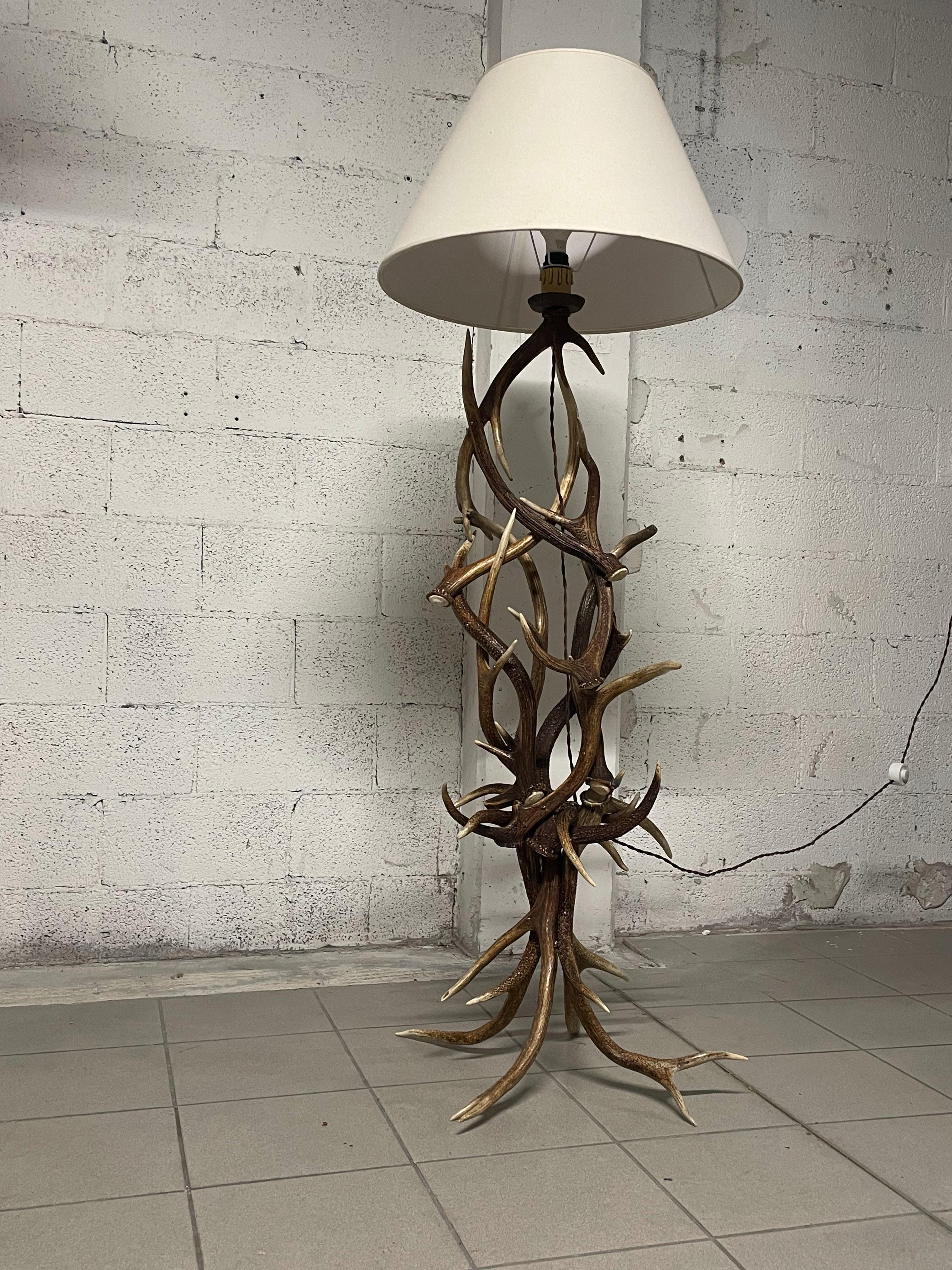 Lampadaire en bois de cerf, 1990 Excellent état - En vente à SAN PIETRO MOSEZZO, NO
