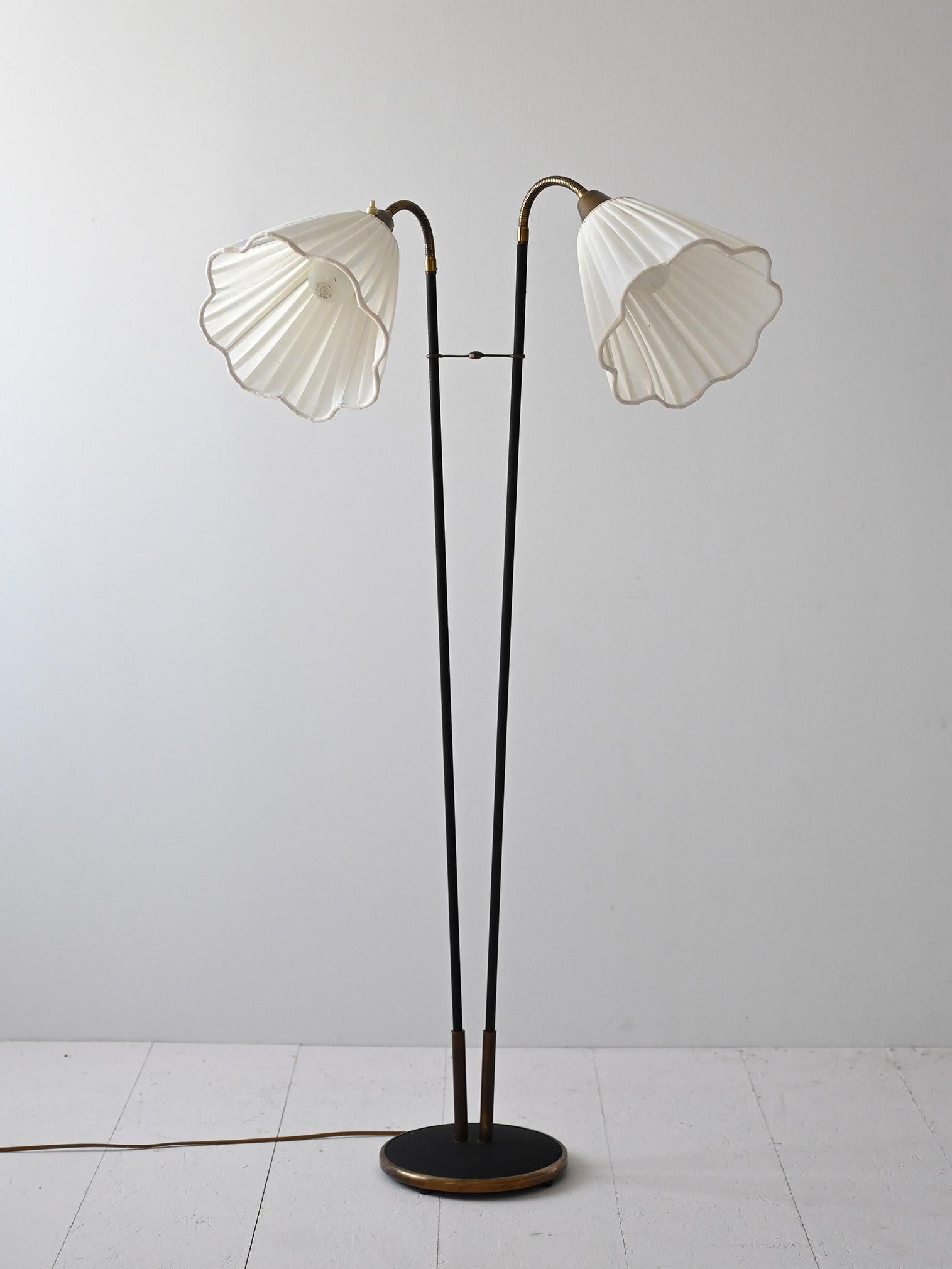 Scandinavian Modern Floor lamp with two points of light For Sale