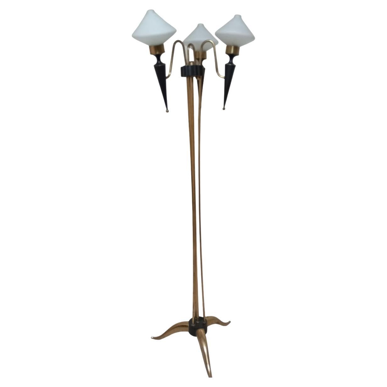 French three-light floor lamp made by Maison Arlus