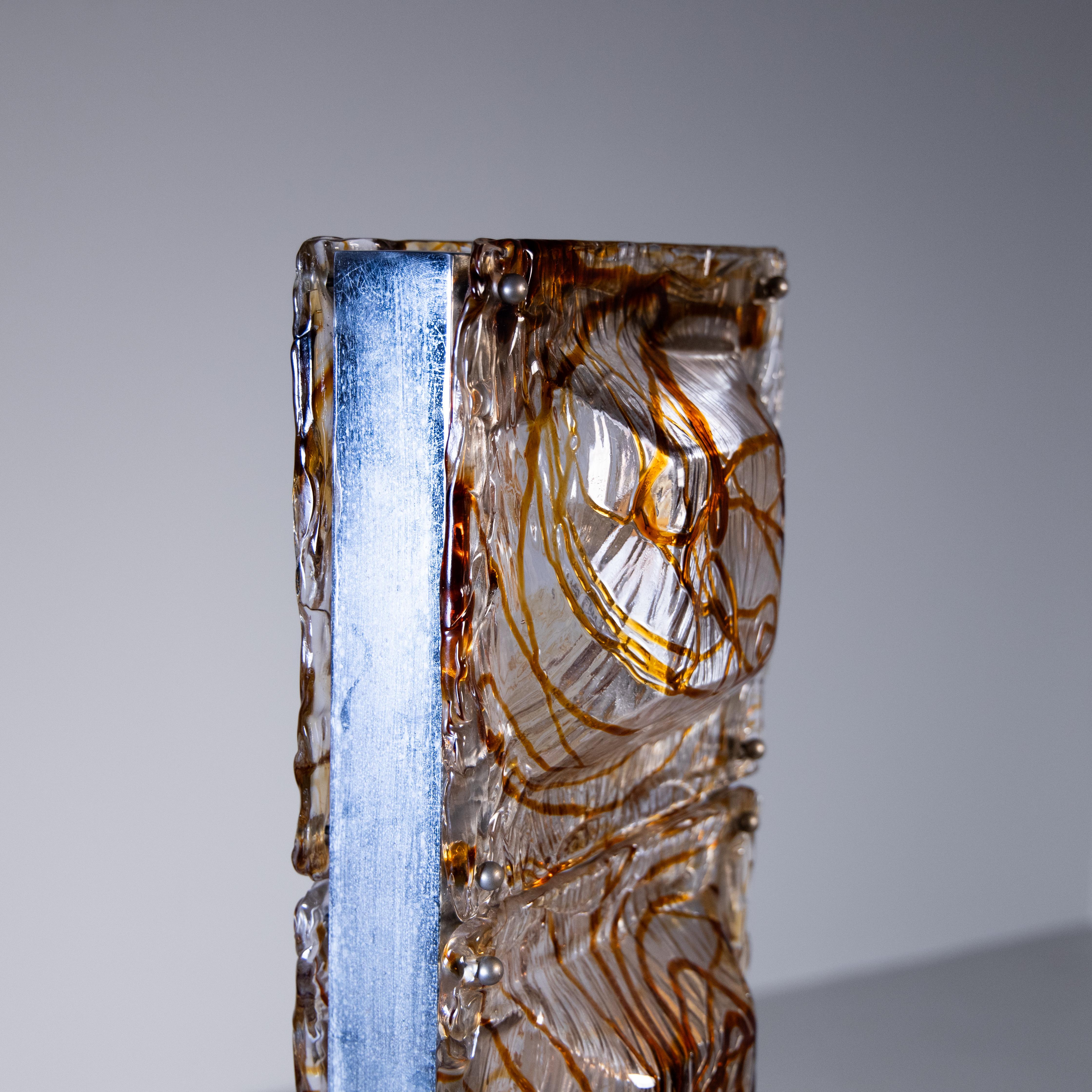 Steel and Murano glass floor lamp, 1970s For Sale 1