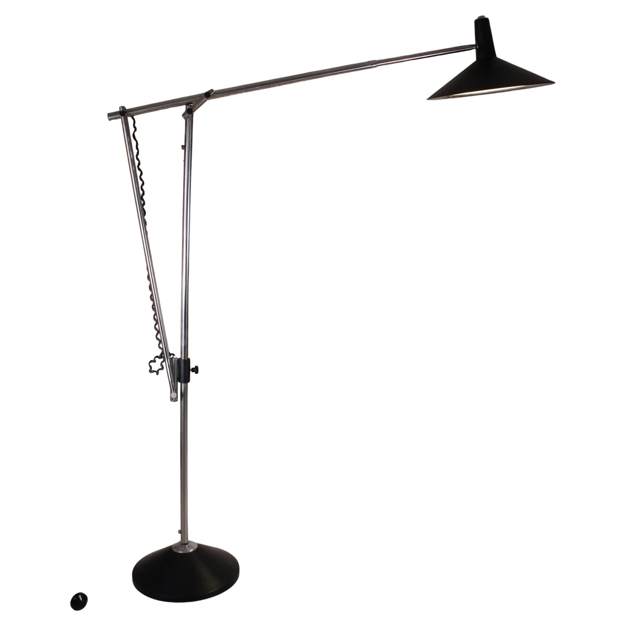 Extensible steel floor lamp, Manifattura Italiana