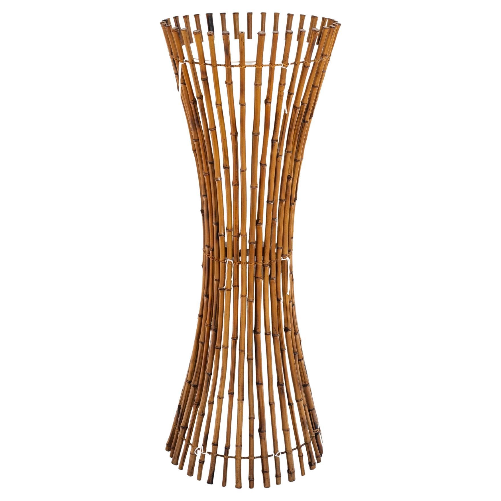 Lampada da terra in bambù, Anni '60 For Sale