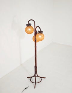 Lámpara de pie de bambú, ratán y cuerda, Italia, hacia 1960, estilo Mid-Century Modern