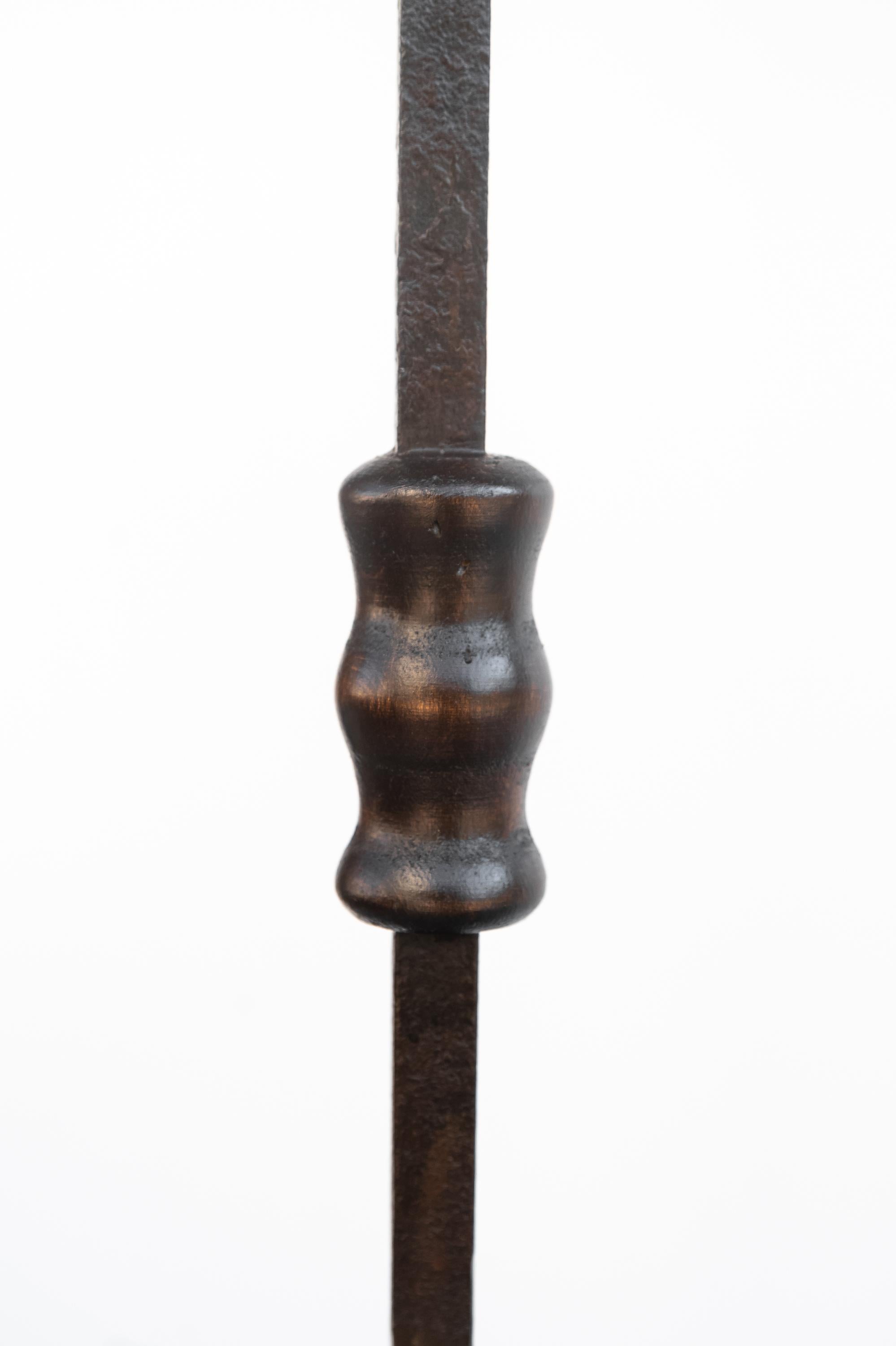 Italian Forged iron floor lamp, second half of the 19th century  For Sale