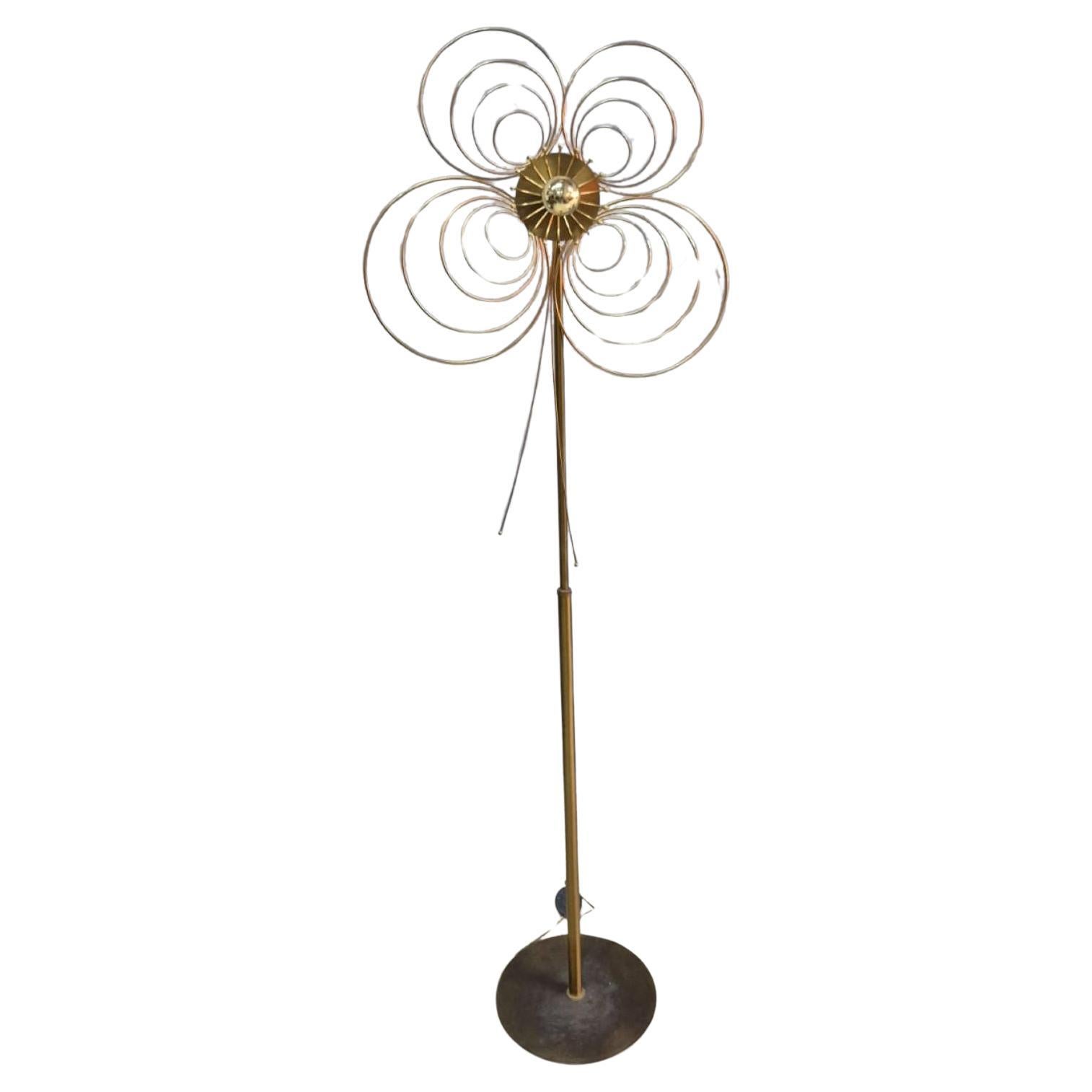 1980s gold metal floor lamp