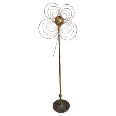 Lampada da terra in metallo dorato anni '80