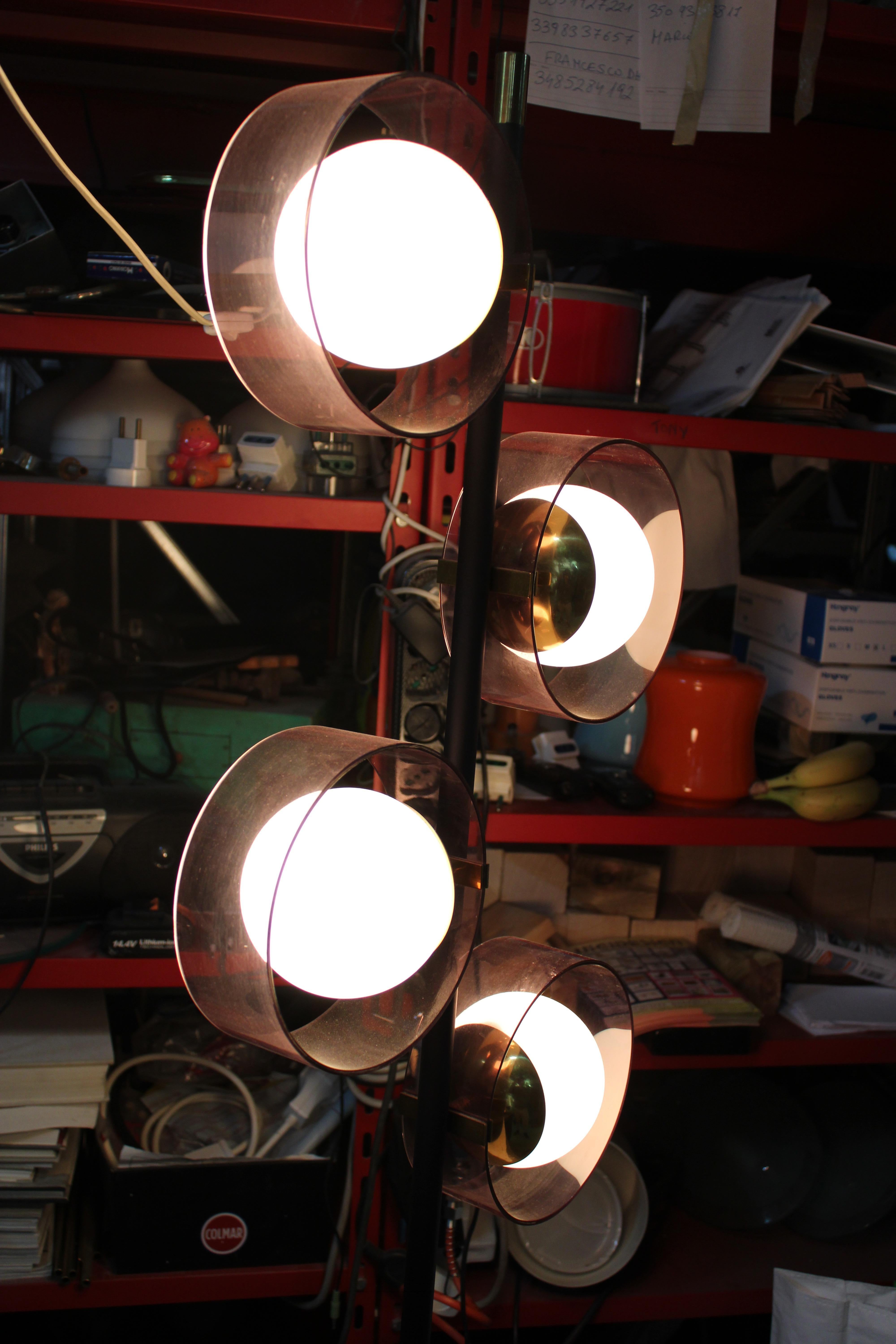 Italian Lampada da Terra in Ottone e marmo Stilux Milano Italia 1950 in vendita