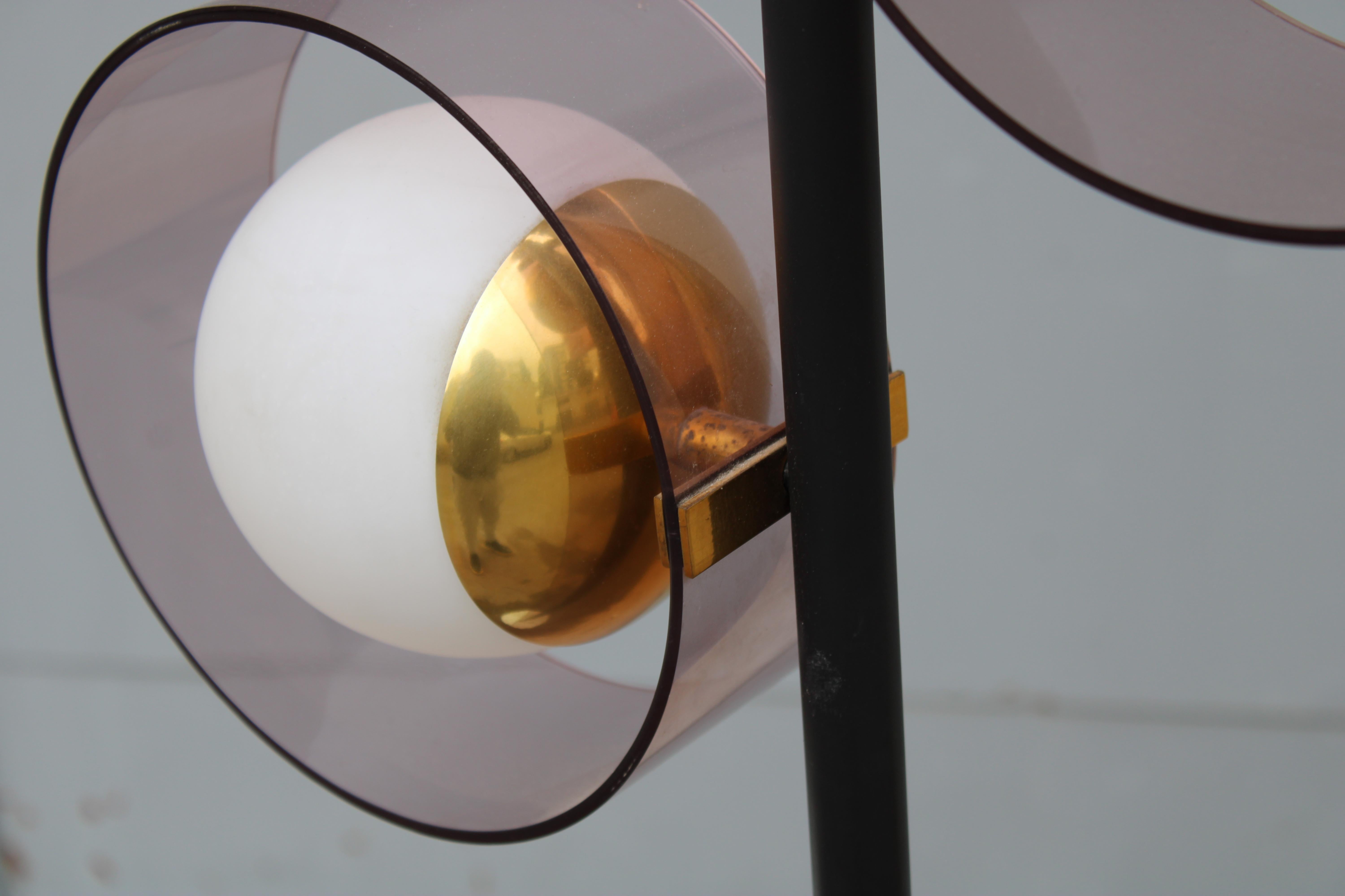 Lampada da Terra in Ottone e marmo Stilux Milano Italia 1950 in vendita 1
