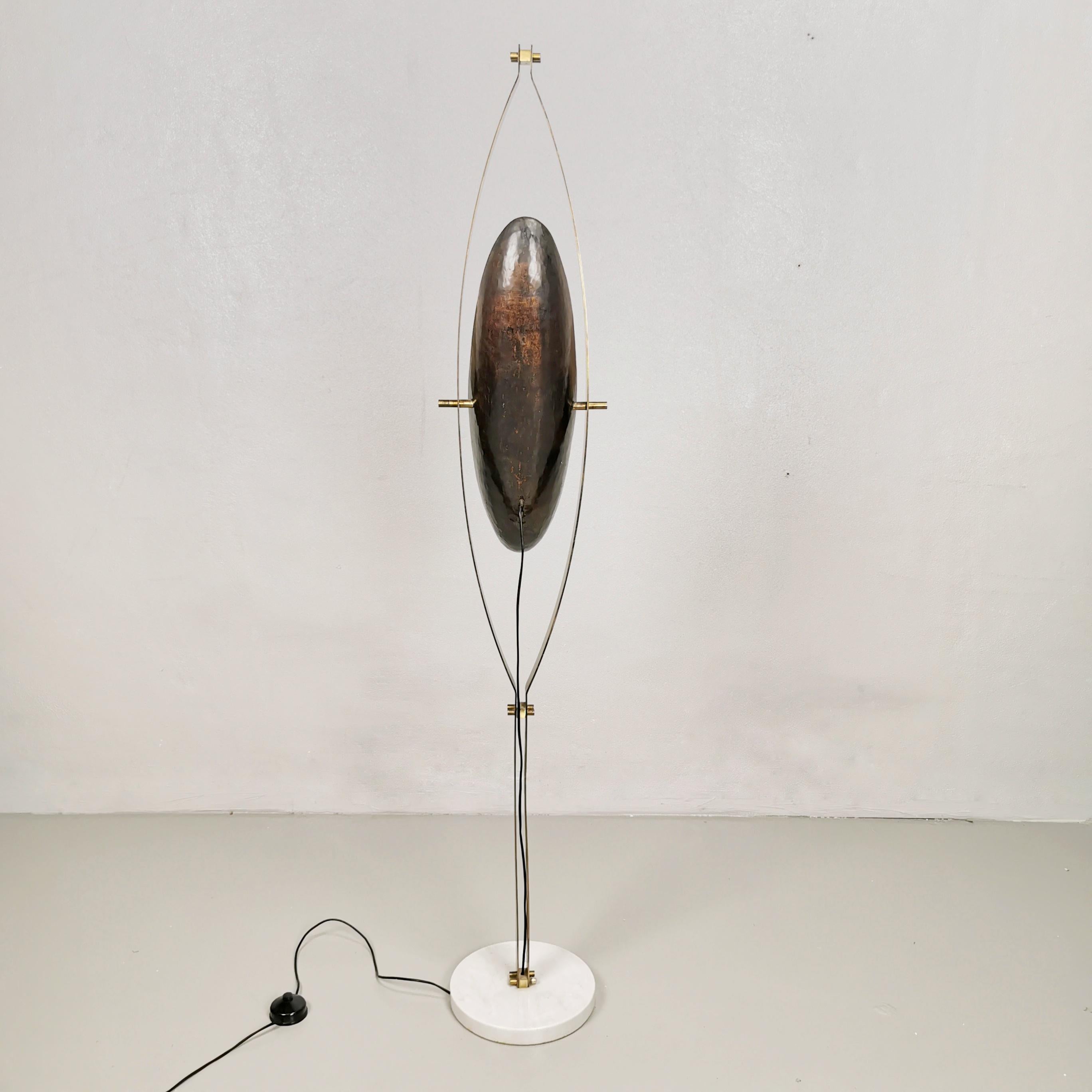 20th Century Reggiani Copper and Brass Floor Lamp 1960s For Sale