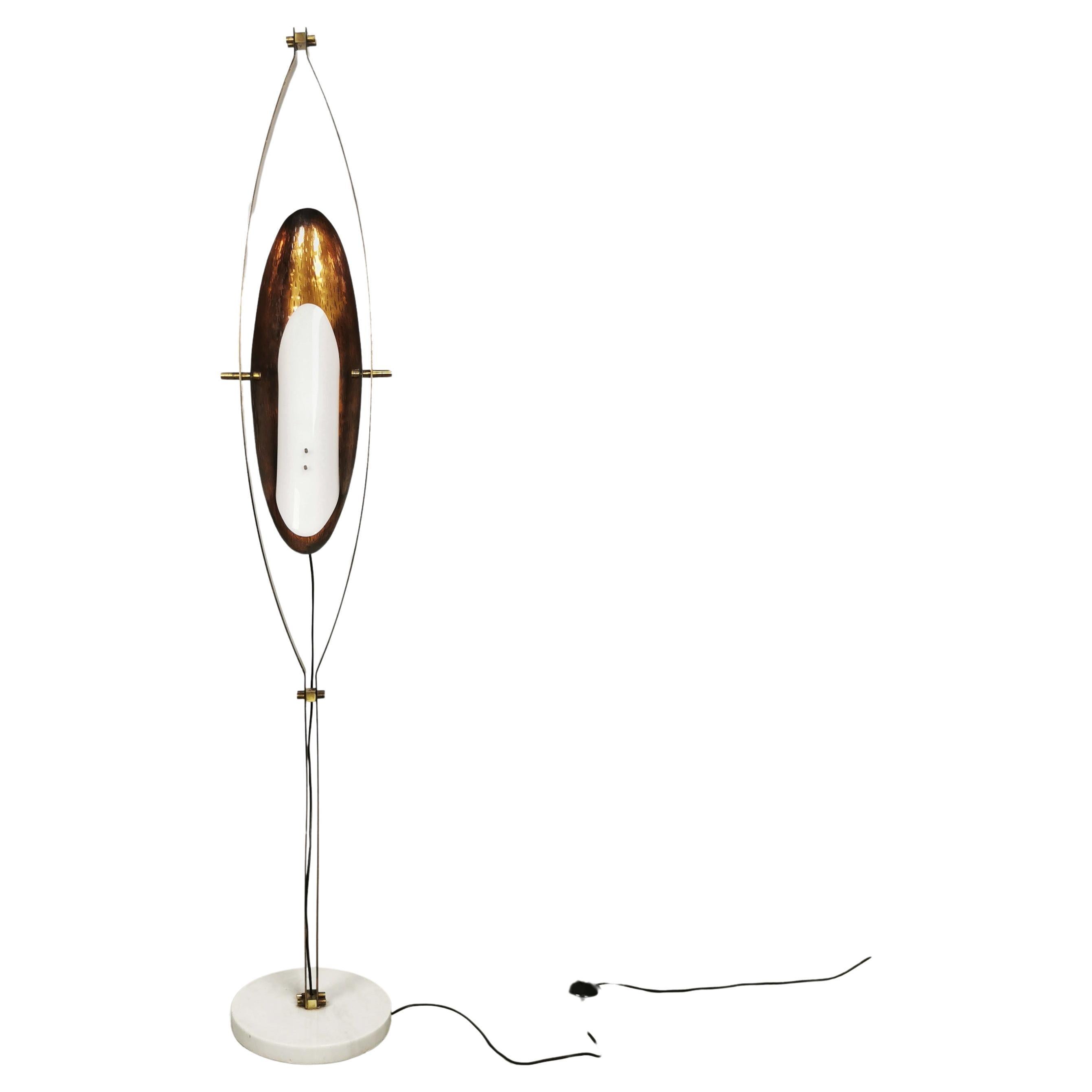 Reggiani Copper and Brass Floor Lamp 1960s For Sale