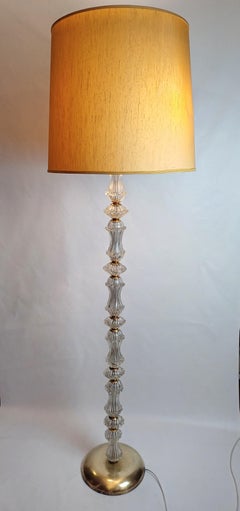Murano glass and brass floor lamp