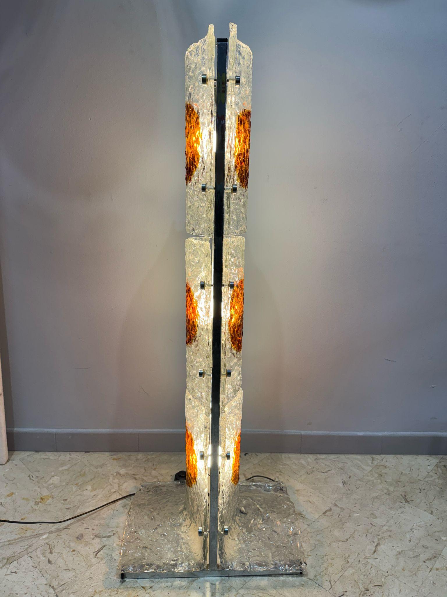 Metallo Lampada da terra in vetro di Murano, Mazzega anni '70 in vendita