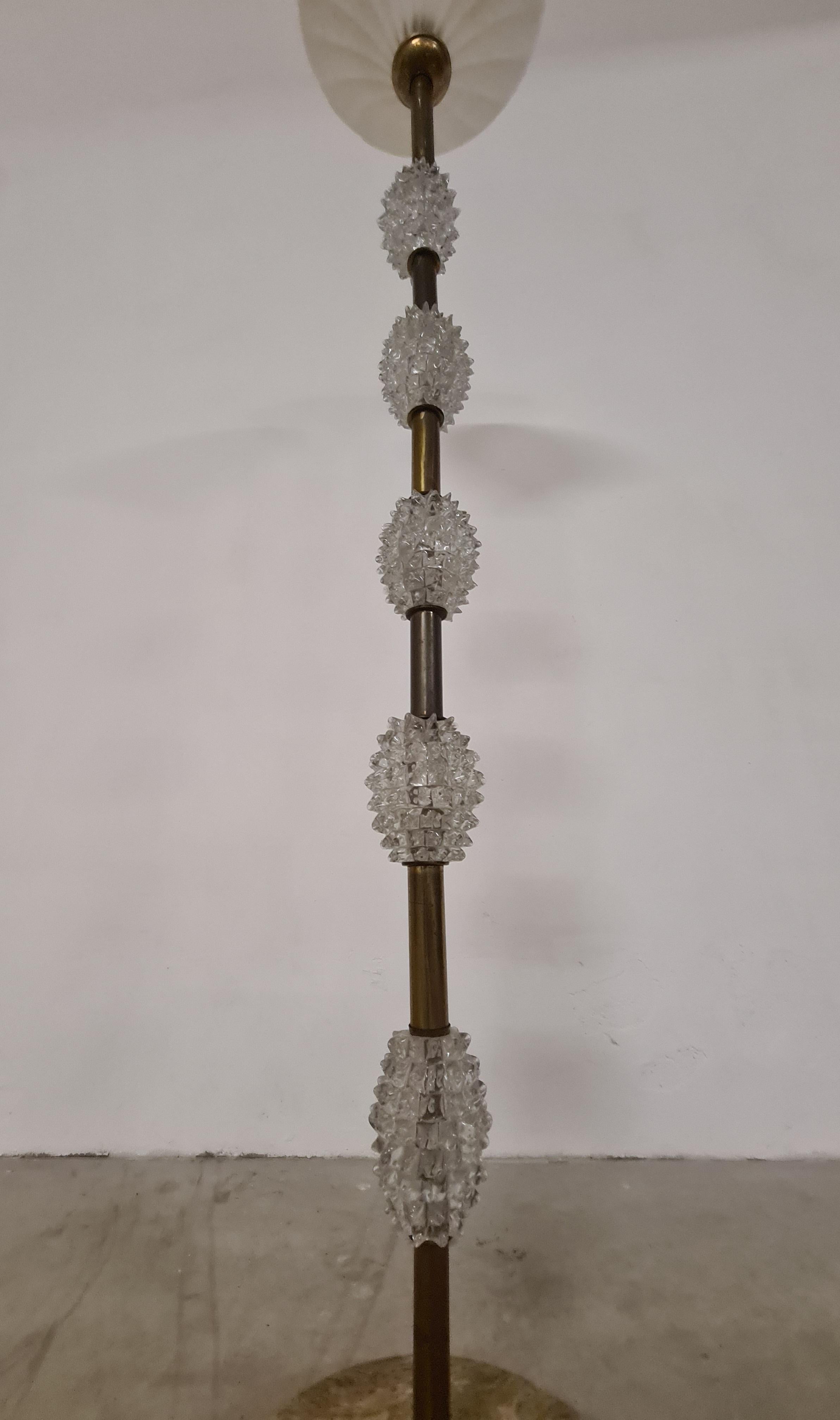 Lámpara de pie de cristal roscado de Barovier & Toso Latón en venta