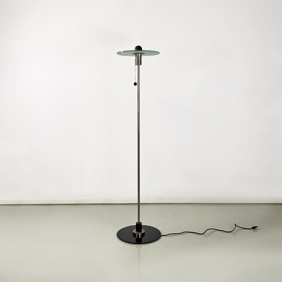 Modern Italian modern steel and crystal floor lamp by Gyula Pap for Tecnolumen, 1970s For Sale
