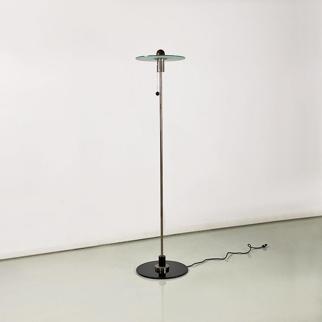 Italian steel and crystal floor lamp by Gyula Pap, Tecnolumen, 1970 In Good Condition For Sale In MIlano, IT