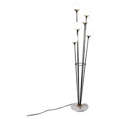 Lampada da terra modello Alberello anni 50 nera ottone bocce bianche