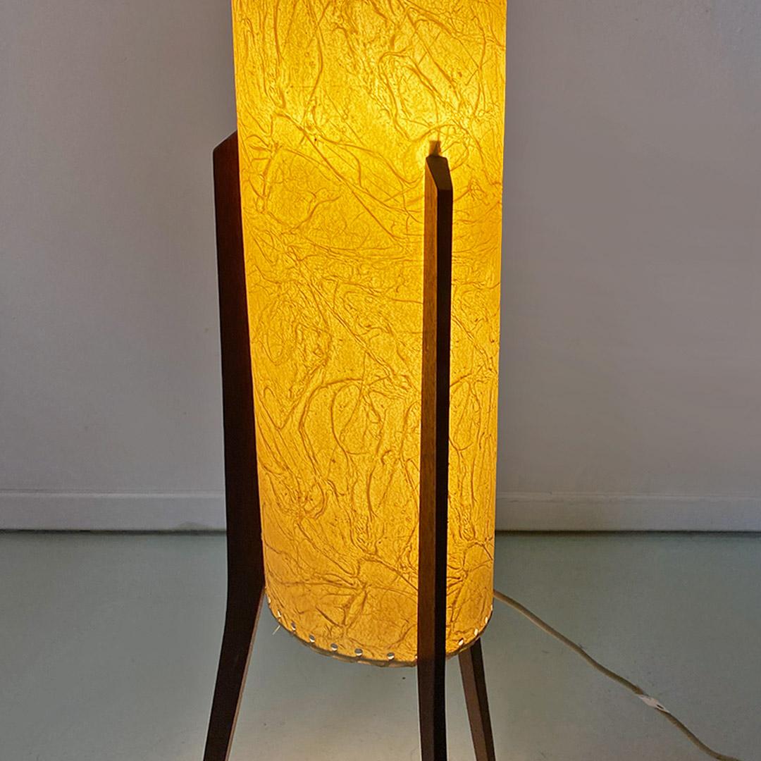 Danish mid-century modern parchment and teak wood floor lamp, 1960s in vendita 9